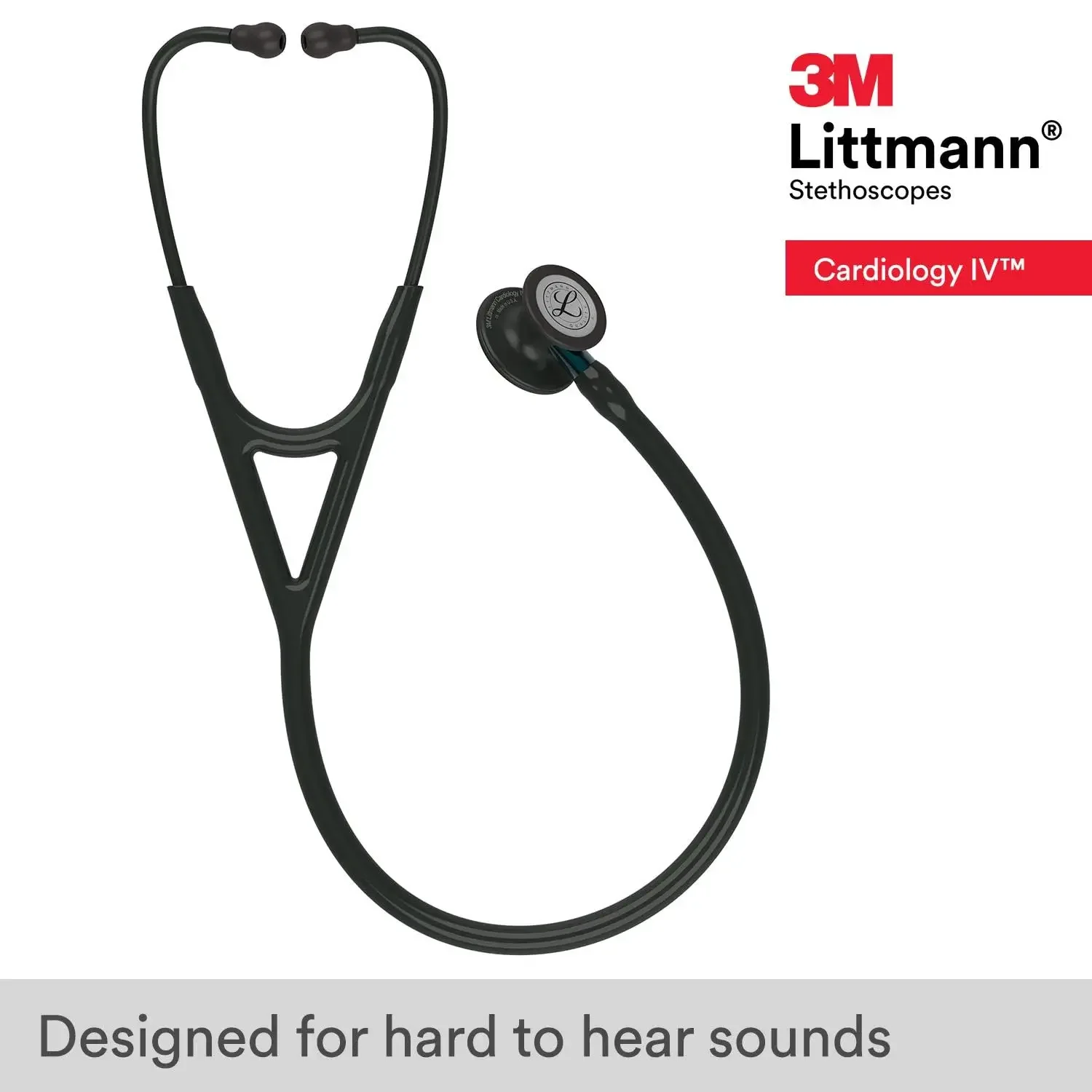 6201 3M Littmann Cardiology IV Stethoscope, 6201, black tube, black chestpiece, blue stem