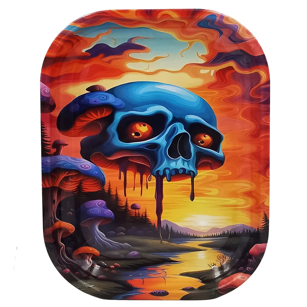 صينية دوارة معدنية مقاس 7 × 5.5 بوصة، صينية سجائر، صفيح، طاولة قهوة الشاي المنزلية