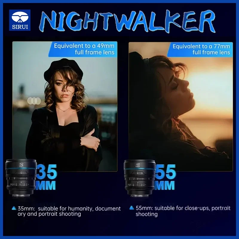SIRUI NightWalker 24 مللي متر 35 مللي متر 55 مللي متر 16 مللي متر T1.2 S35 ليلة ووكر سين عدسة لسوني E فوجي X كانون RF الأحمر كومودو RF Lumix MFT M4/3
