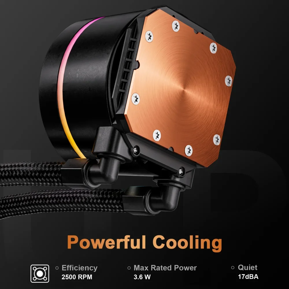 Uphere 240mm Aio Liquid CPU Cooler Acqua Cooler Custodie per computer Raffreddamento da gioco Ventola da 120mm Ventola di raffreddamento ad alte prestazioni a basso rumore /