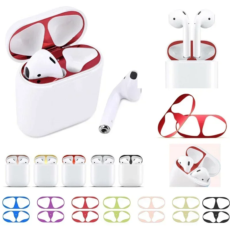 Airpods için 5 ADET 3 Pro 2 Etiket kulaklık kutusu Metal Toz Geçirmez Çizilmeye Dayanıklı Su Geçirmez Metal Toz Koruma Çıkartmalar