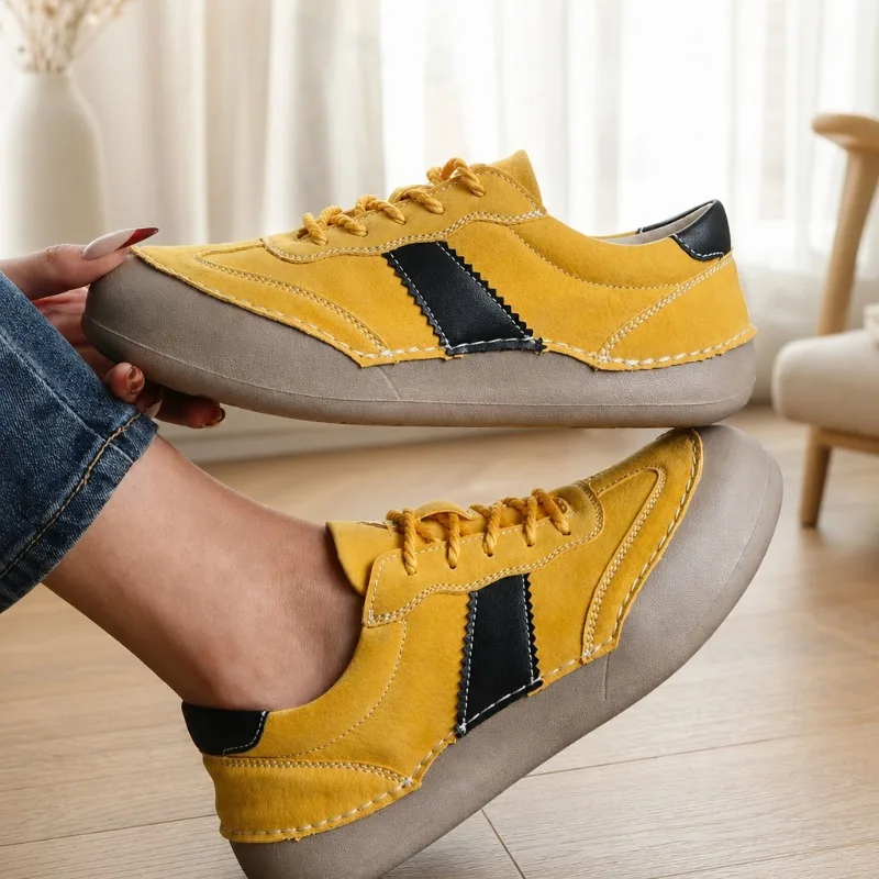 Autumn/Winter Fashion Trend Women's Casual Shoes College Style Wide Toe Soft Comfortable Flat Shoes Outdoor Casual Sports Shoes