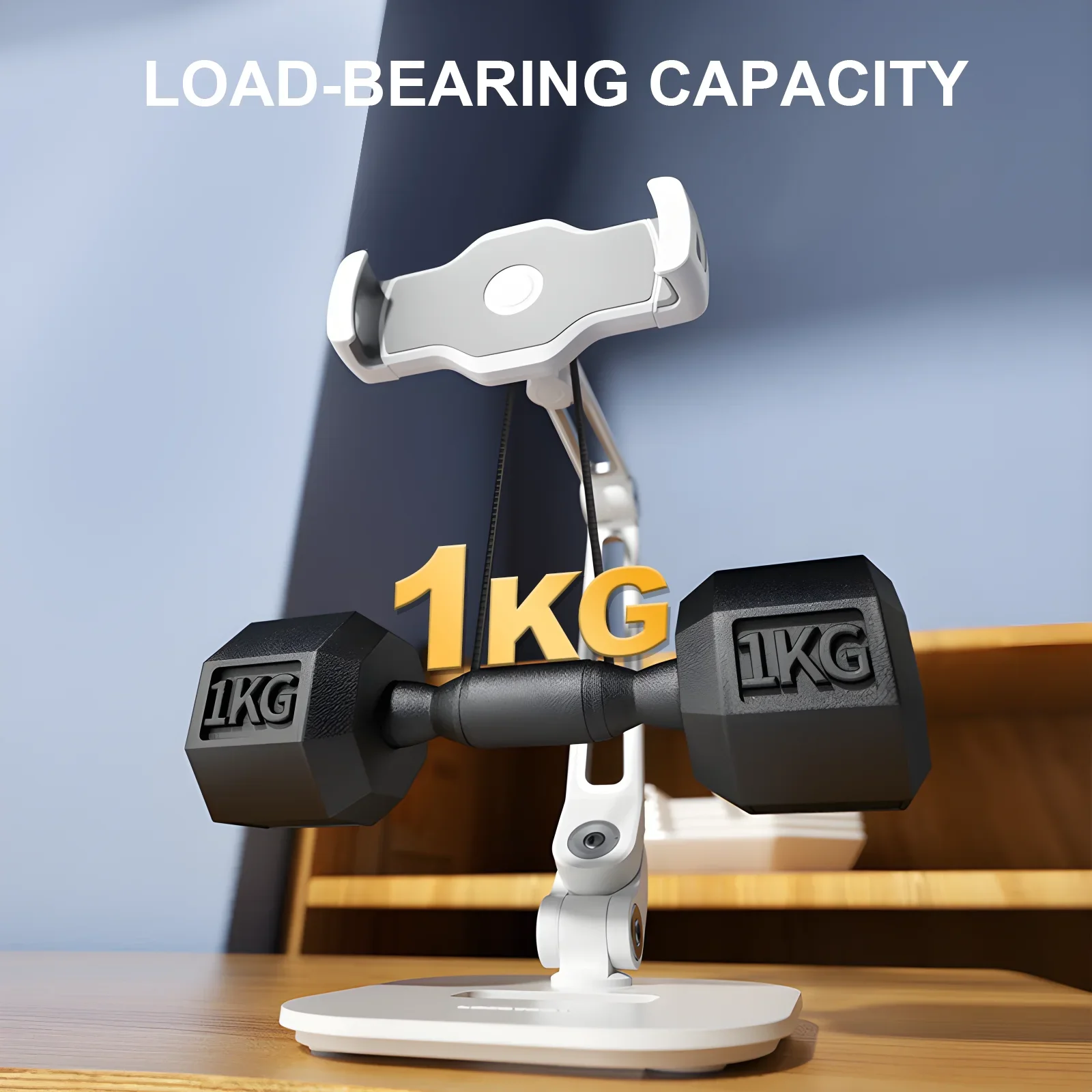 Unew Foldable Stand with Clamp, Stable, Multi Angle 360 Rotating, Portable, For iPad & Mini Pad, Tablet Stand,4.7-12.9 inches, 1