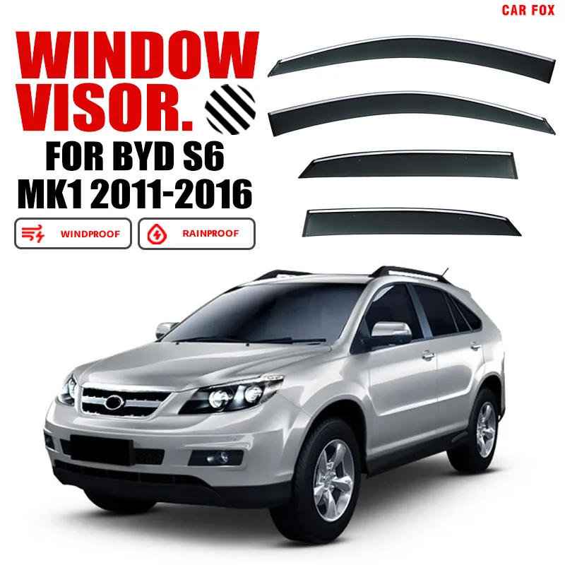 

Пластиковый козырек для окон BYD S6 2011-2016, оттенки на вентиляционное отверстие, защита от солнца, дождя, 4 шт./комплект, для BYD S6 2011-2016