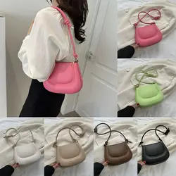 Candy Color Simple PU Underarm Bag Simple Simple Design Shoulder Bag Solid Color Handbag Crossbody Bag Portable All-match