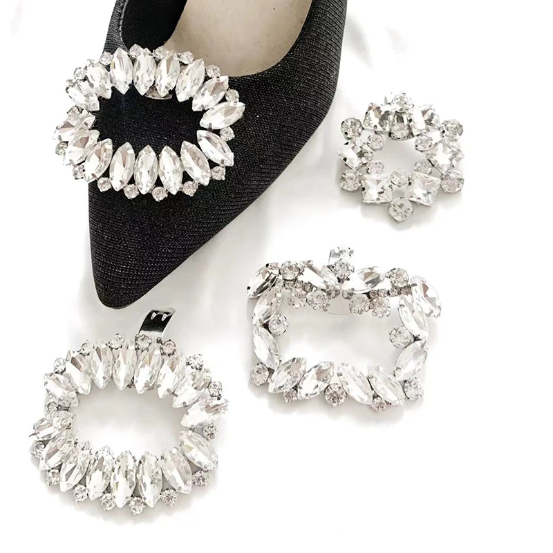 Clipes decorativos de strass para mulheres, salto alto, fivela brilhante, amuleto floral, noiva, sapatos de casamento, decorativo, 1pc