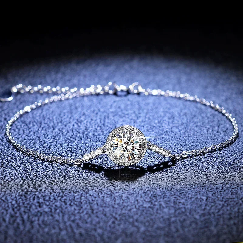 Luxury PT950 Platinum 1 Carat Moissanite Diamond Bracelet High-End Exquisite Jewelry Gift for Girlfriend Mother Souvenir Gift