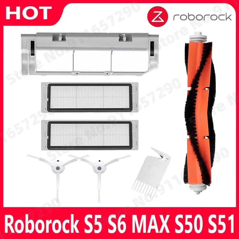 For Xiaomi 1S Roborock S6 S5 S60 S65 S5 S50 S55 E25 E35 Main Brush White HEPA Filter Vacuum Parts Accessories