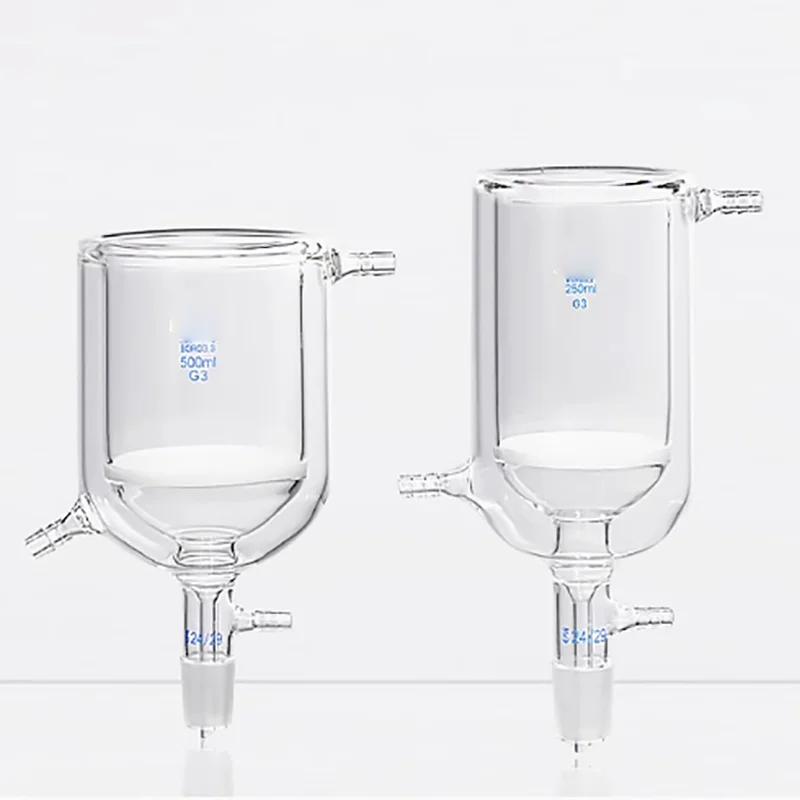 Double-layer sand core jacket glass plate funnel suction filter funnel grinding interlayer sand core funnel 100ml/250ml/500ml