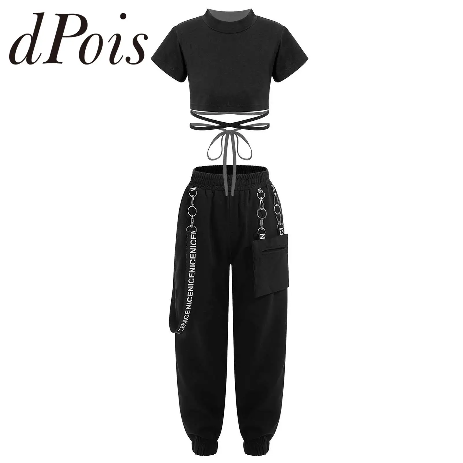 Ensemble de vêtements de sport pour filles, haut court avec cargo, survêtement Hip Hop, Jazz, Yoga, course à pied, danse, tenues pour enfants