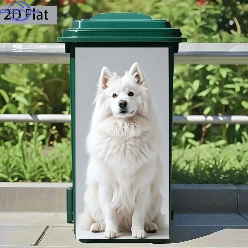 Trash Can Sticker 37×82 Cm Samoyed'S Gaze Animal Theme Design Wall Sticker Decoration Wallpaper Self-Adhesive Kitchen Trash C