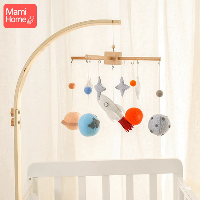 Wooden Baby Mobile Crib Bed Bell Cartoon Bear Star Moon Crib Hanging Toys Montessori Educational Toy Cognitive Puzzle Kid Gift