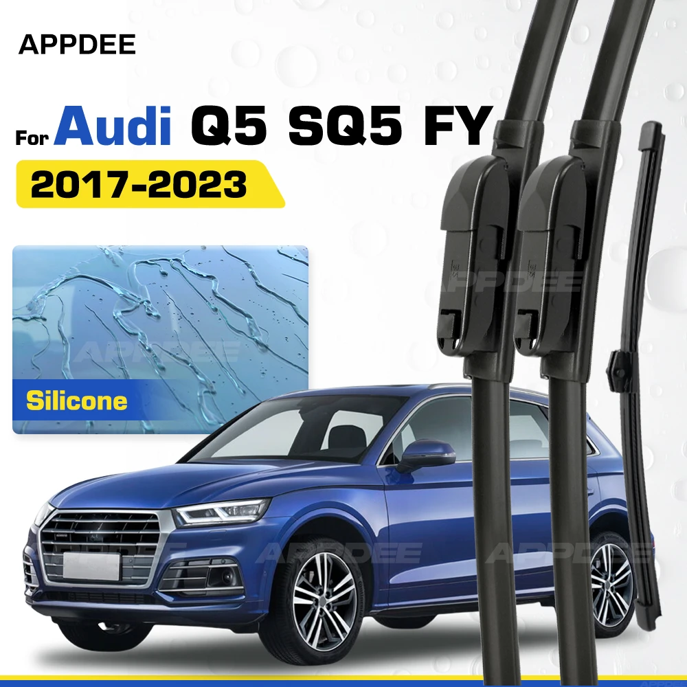 Silicone & Rubber LHD&RHD Front & Rear Wiper Blades Set For Audi Q5 SQ5 FY 2017 - 2023 Coated Windshield Windscreen Brushes