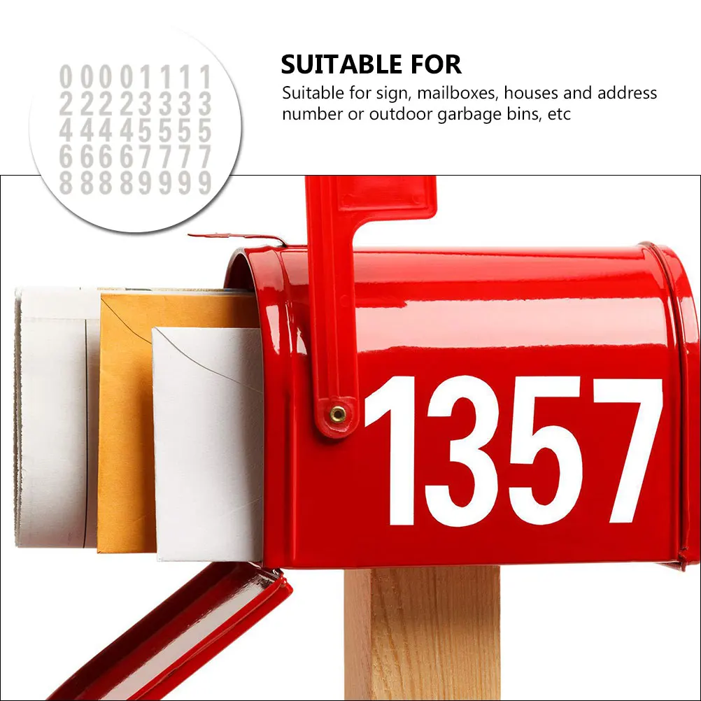 

4 set 4 Sets Reflective Mailbox Stickers Door Number Vinyl Address Numbers Self-Adhesive for House Sign Garbage Bins Wheelie Bin