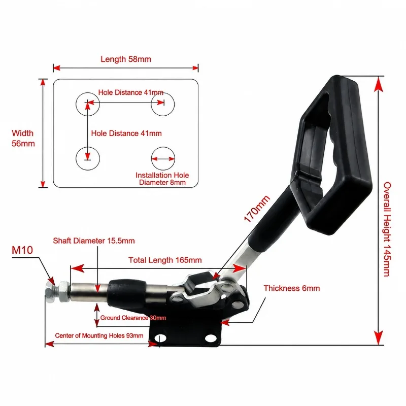 304E Ring‑style Quick Toggle Clamp Press‑type Handle Fixture Straight‑grip Accessory for Heat‑transfer Press Mug‑baking Machine