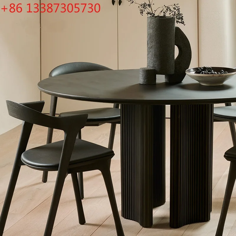 

Итальянский минималистичный обеденный стол из массива дерева в стиле ваби-саби, круглый обеденный стол