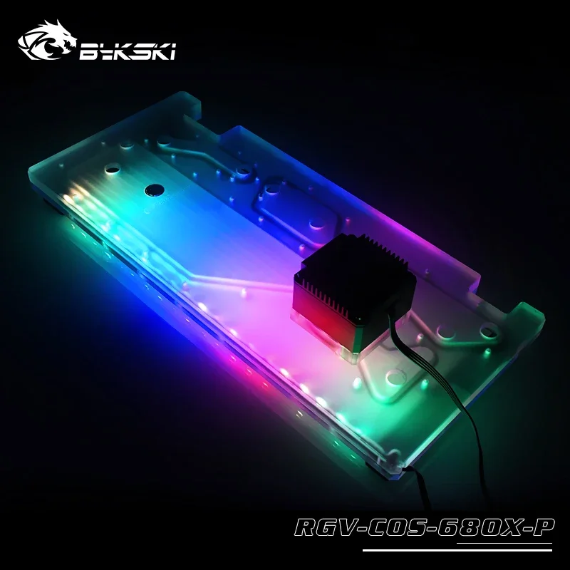 BYKSKI Acrylic Board Water for CORSAIR 680X Computer Case Water Cooling System Radiator Support DDC Pump RGB/A-RGB