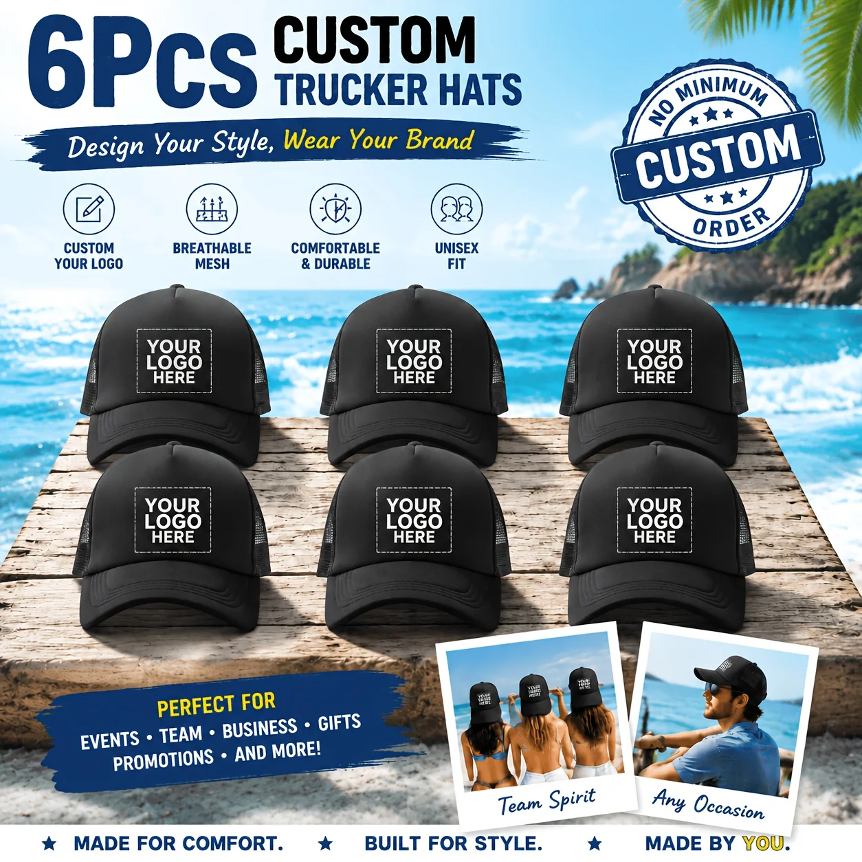 6個セットのカスタムハロウィントラッカーハット – カスタム - Trucker Cap Mesh のレビューと価格