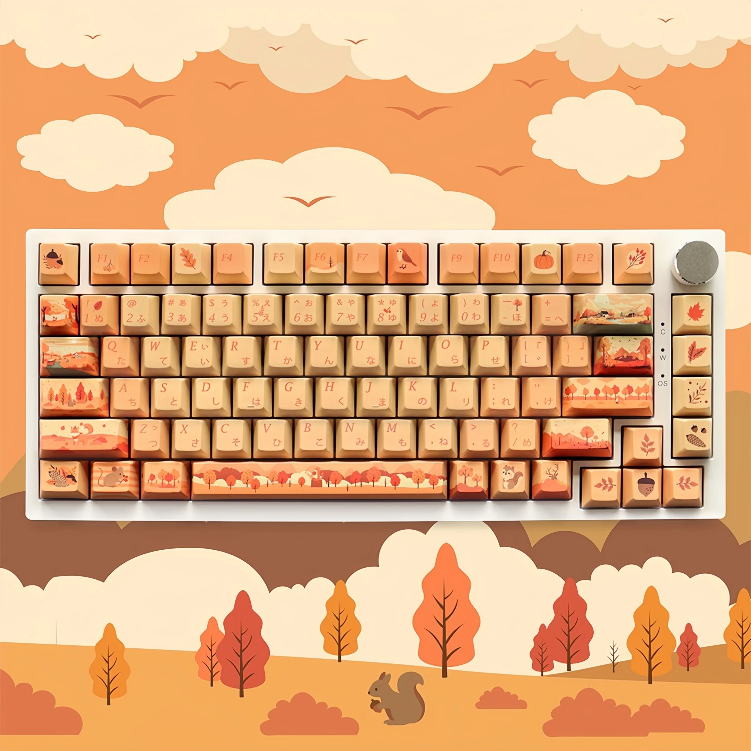 Beautiful Autumn Story Theme Custom Keycaps 130 keys PBT Material Key Cap Japanese Input Decoration For for Mechanical Keyboard