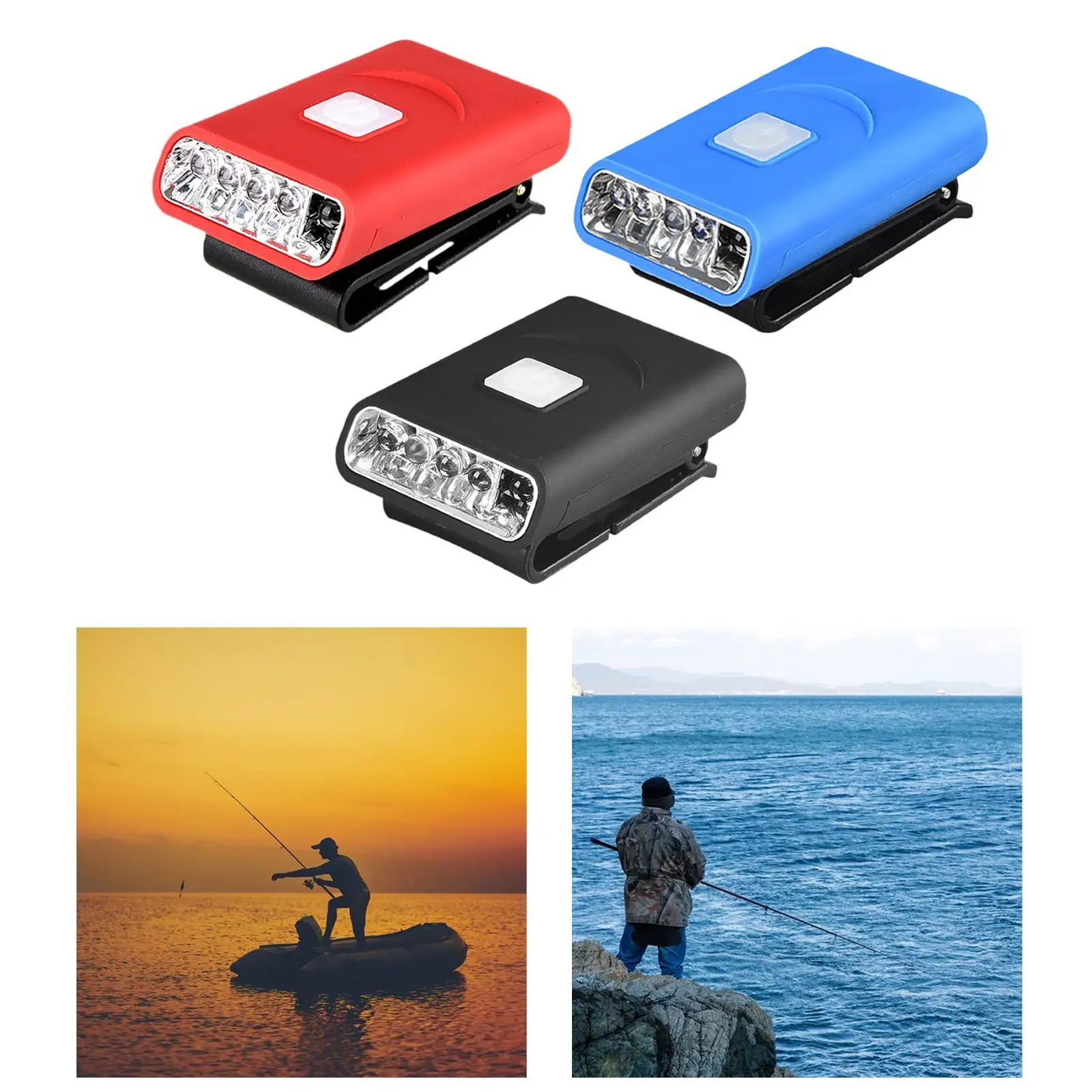 Clip on Hat Light Flashlight Torch Rechargeable Cap Lamp Fishing Headlight for