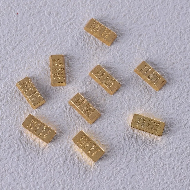 20Pc Simulation Mini Gold Ingot Gold Bar Alloy Cabochon Jewelry Crafts Small Ornaments DIY Dollhouse Decoration Pretend Play Toy