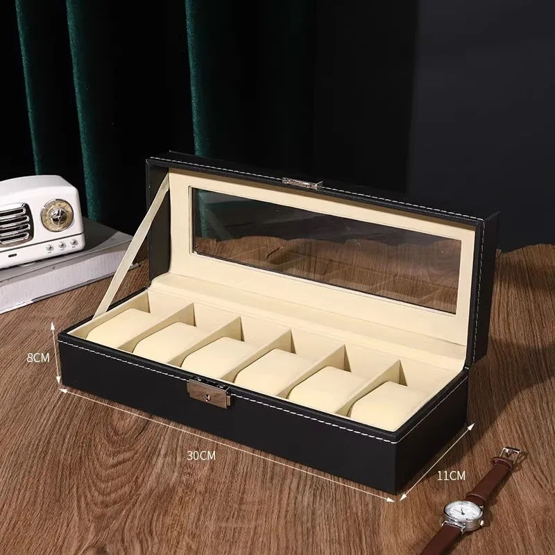 6‑Slot Watch Storage Box, Wristwatch Case for Mechanical Watches, High‑End Men's Watch Collection and Display Box