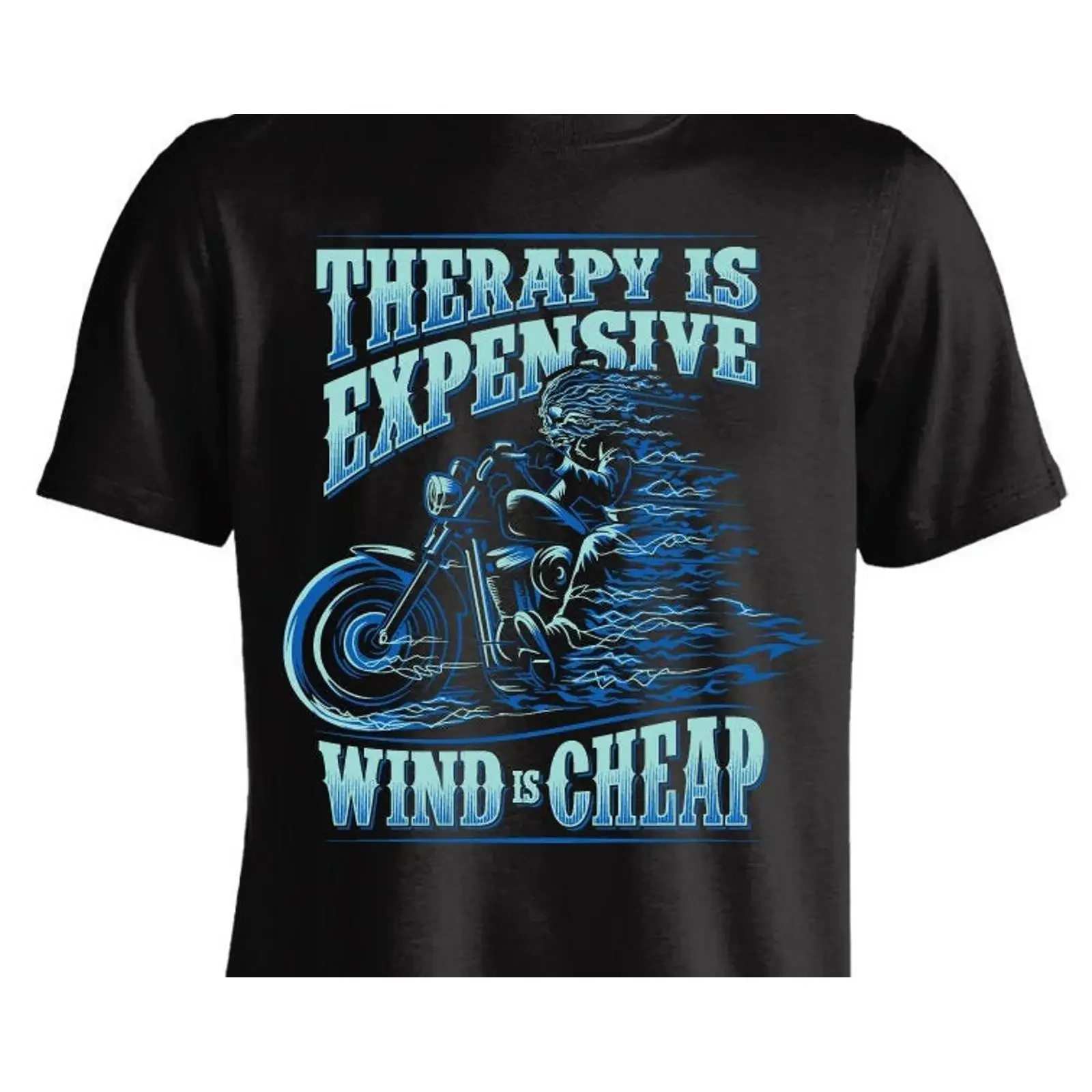 Therapy Is Expensive Wind Cheap Motorcycle T shirt vintage Washed Soft streetwear Versatile graphic Comfortable fashion homme