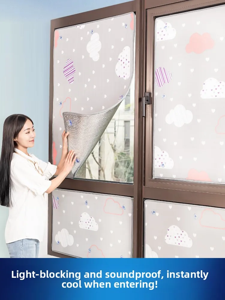 단열 창 차양 방수 침실 발코니 유리 필름 개인 정보 보호 커튼 온실에 드릴링이 필요 없음