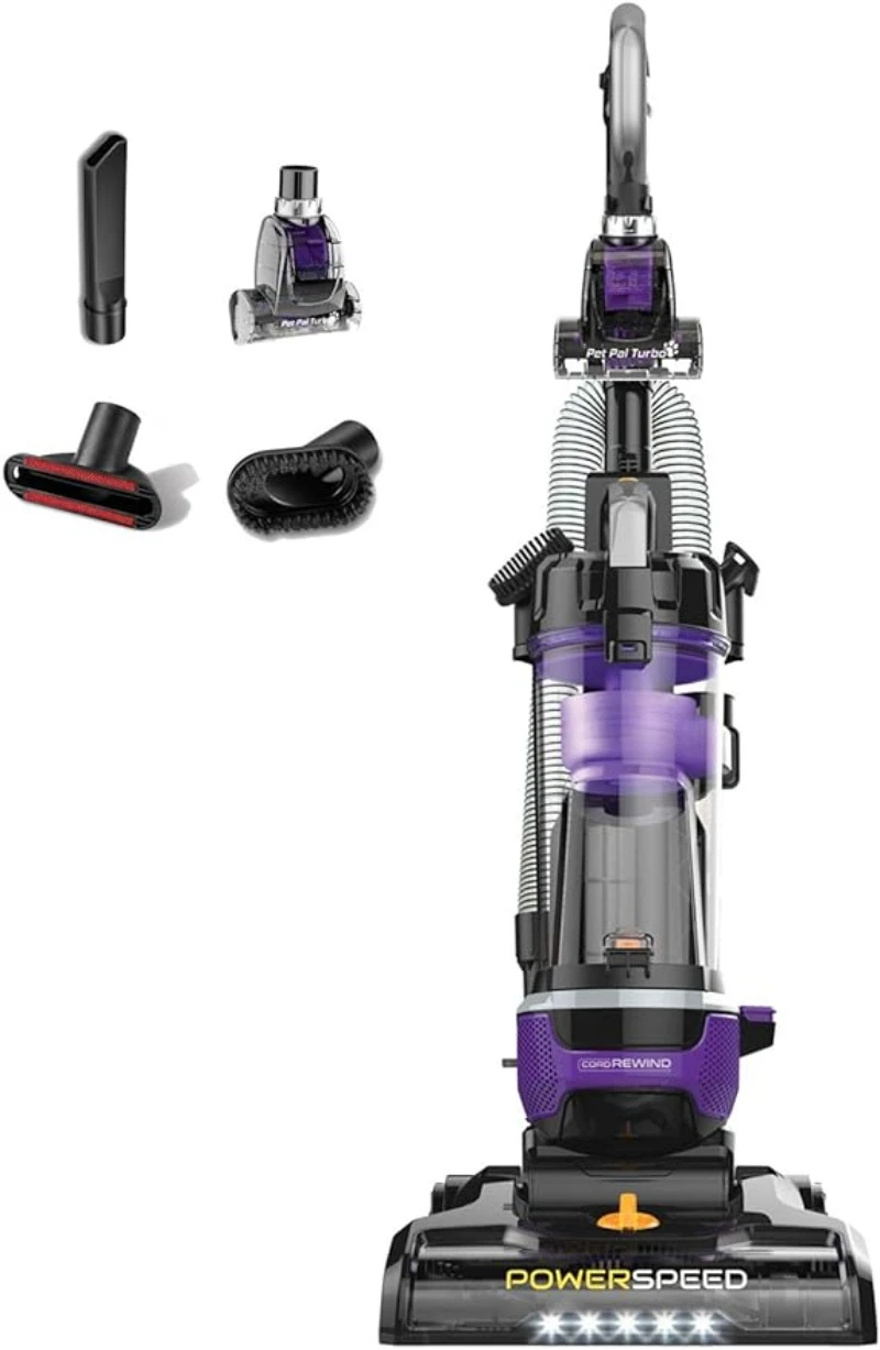 

Powerful Lightweight Upright Vacuum Carpet and Floor, PowerSpeed NEU202 with Automatic Cord Rewind, Purple