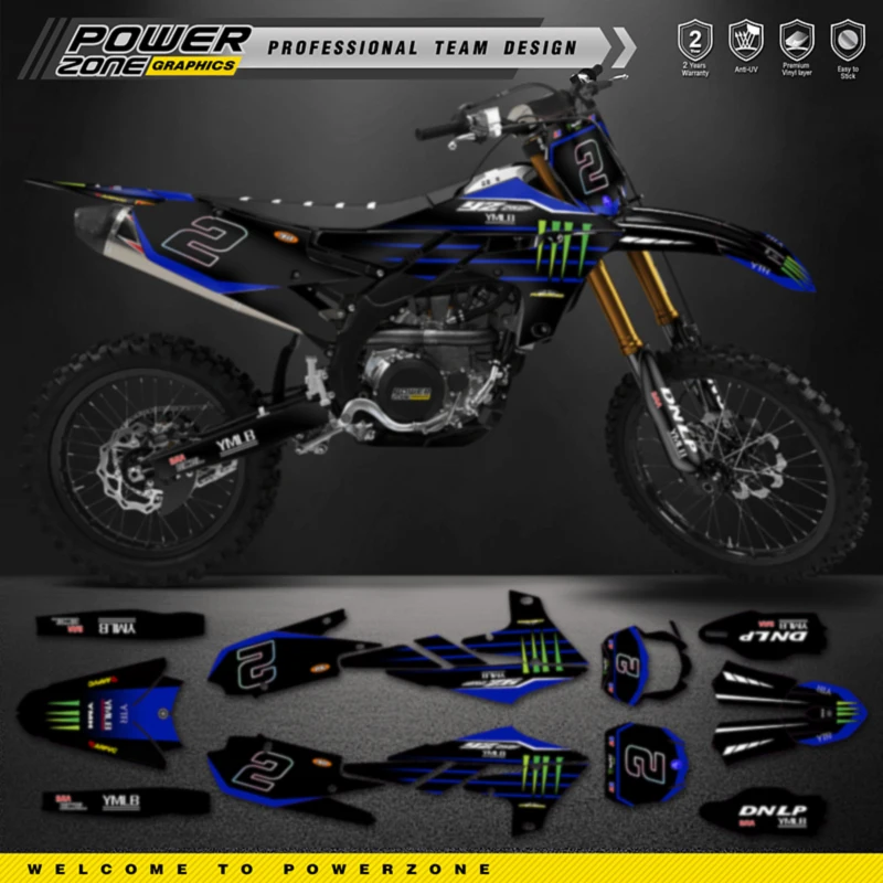 PowerZone Custom Team Graphics Backgrounds Decals Stickers Kit For YAMAHA 2019 2020 2023 YZ250F WR250F 18-22 YZ450F WR450F 36