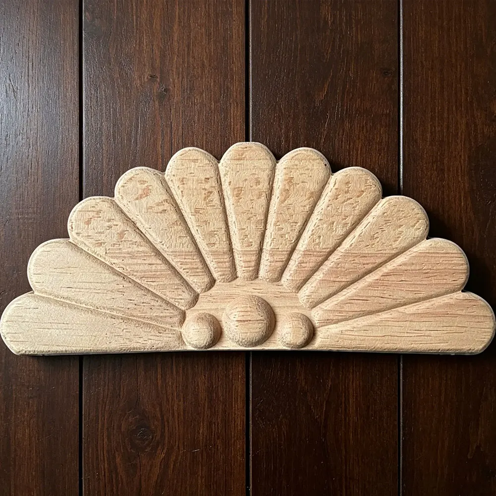 

2PCS 18cm Wood Carved Furniture Corner Carving Decal Onlay Applique Chinese Wooden Carved Flower Round Appliques for House Decor