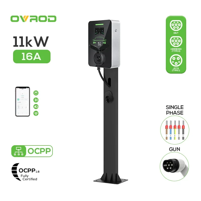 

Ovrod Wholesale 11kw Ev Charging Station App Wifi 16a 3 Phase Ocpp Ev Charger Wallbox For Electric Vehicle Car