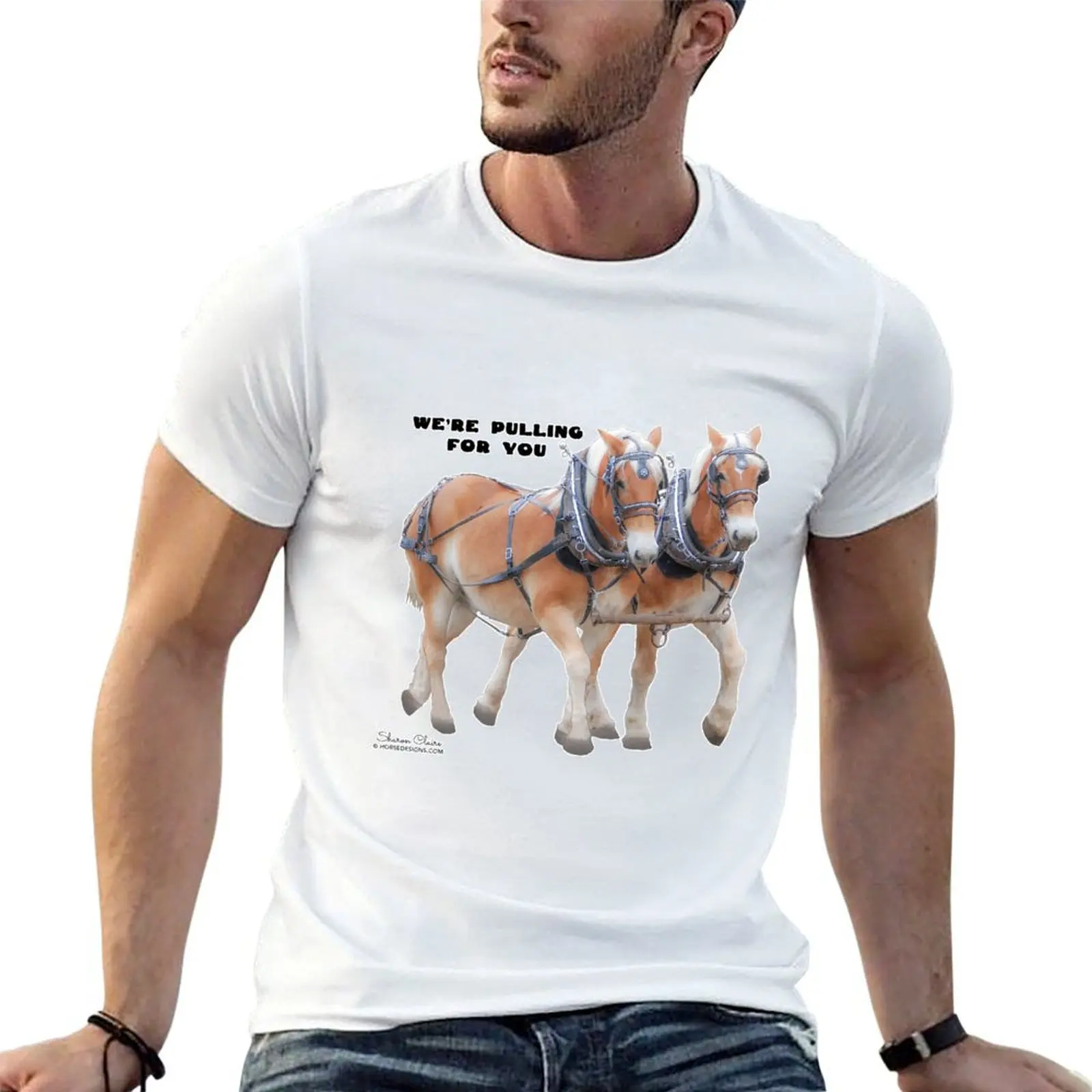 Equipo caballo arnés camisa Draft hombre impreso hombre belga algodón esencial camisas camiseta en camiseta camiseta para