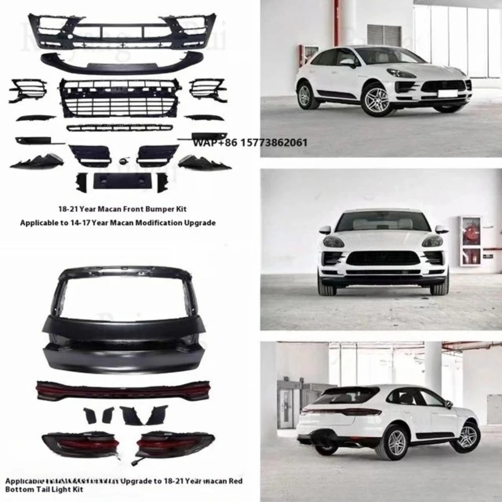 For Por 2014-2018 Model Modification and Upgrade 2019-2021 Macan Body Kit, Front Bumper, Taillights, LED Headlights