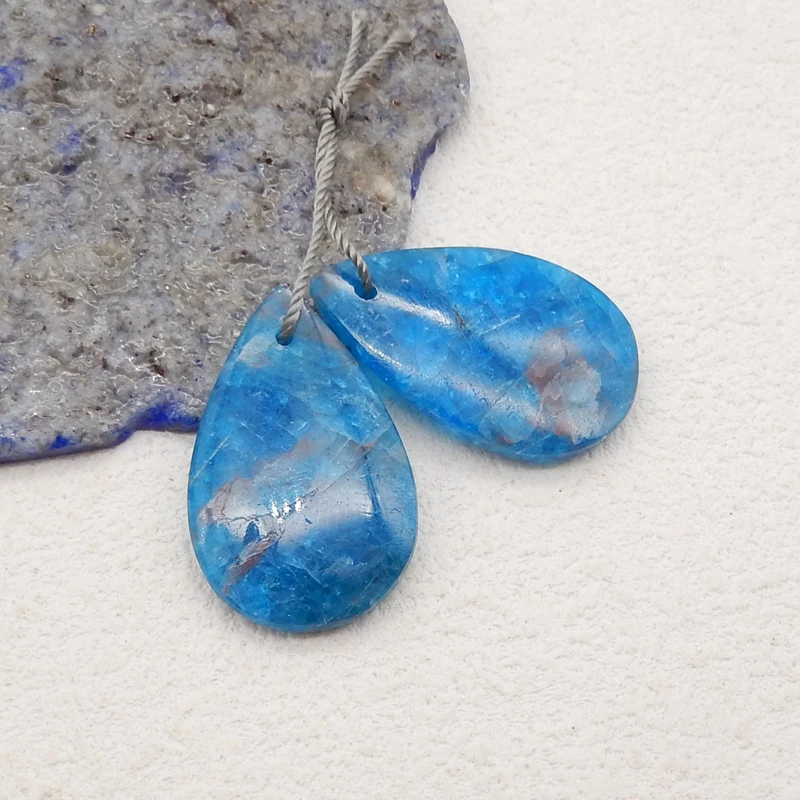 Boucles d'oreilles goutte d'eau en cristal bleu naturel ATen, perles pour bijoux exécutifs, boucle d'oreille bricolage à la mode, pierre semi-précieuse, 26x16x4mm, 6g