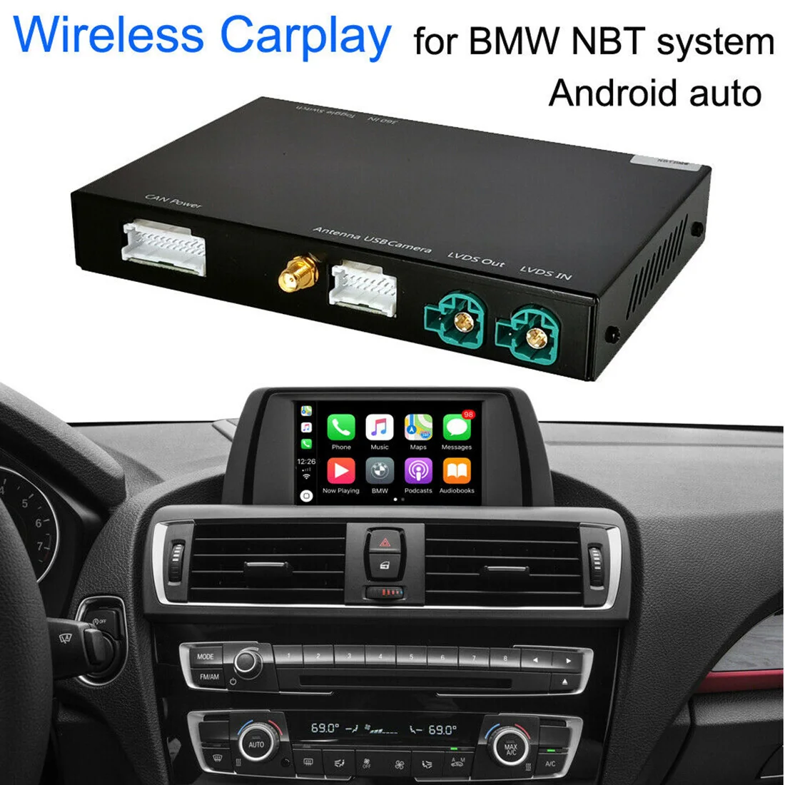 Car Wireless IOS Carplay MMI Android Auto Retrofit Interface Box For 2013-2016 F20/F21/F23 F30/F31/F34 F32/F33 BMW NBT Systerm