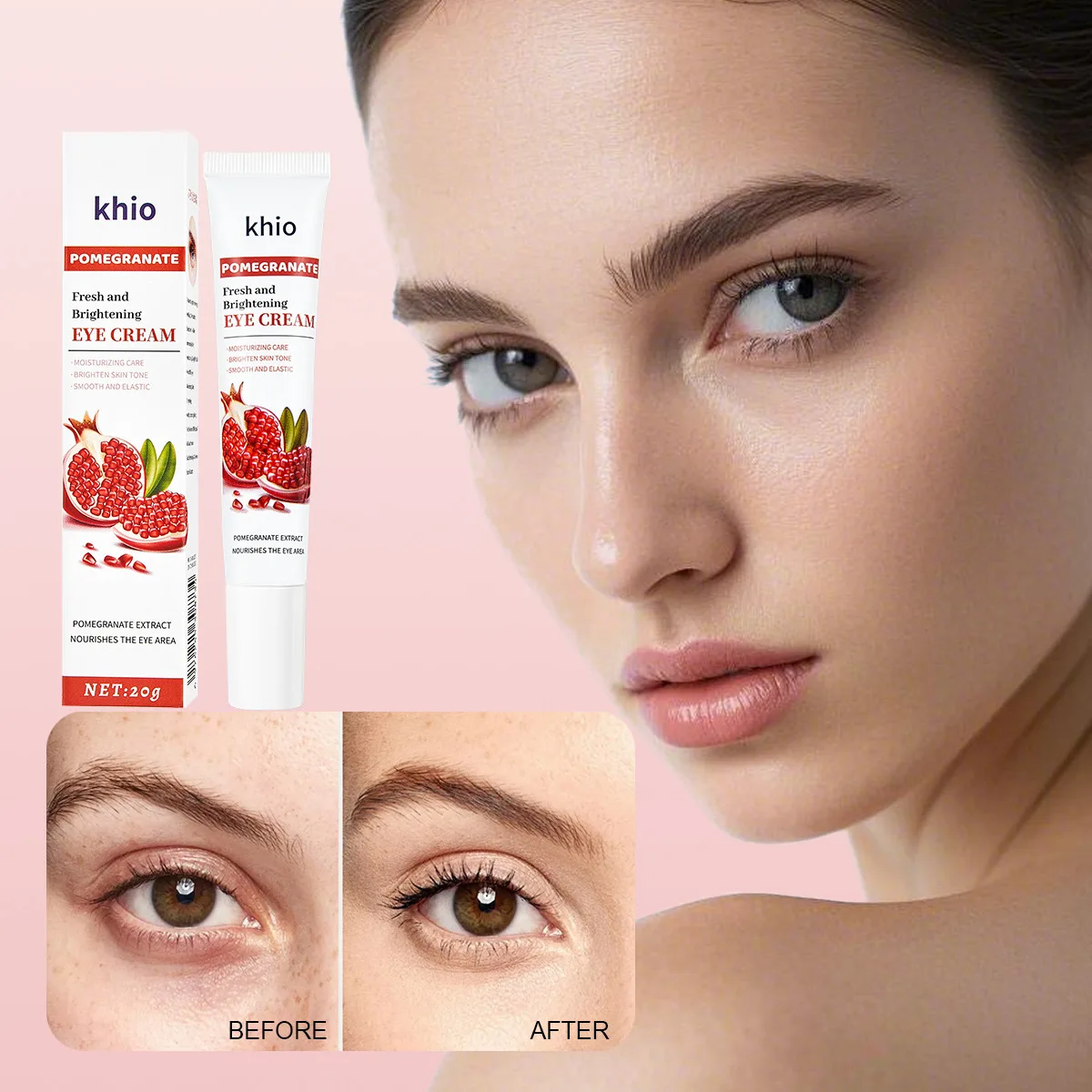 

Red pomegranate eye cream moisturizing and hydrating improving dark circles fading eye lines moisturizing eye skin care
