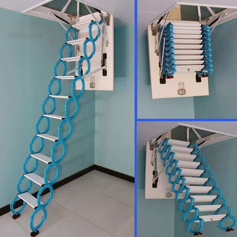 Durable Loft Lifting Ladders Apartment Telescopic Stair Indoor Home Invisible Folding Staircase Simple Attic Stretching Stairs S