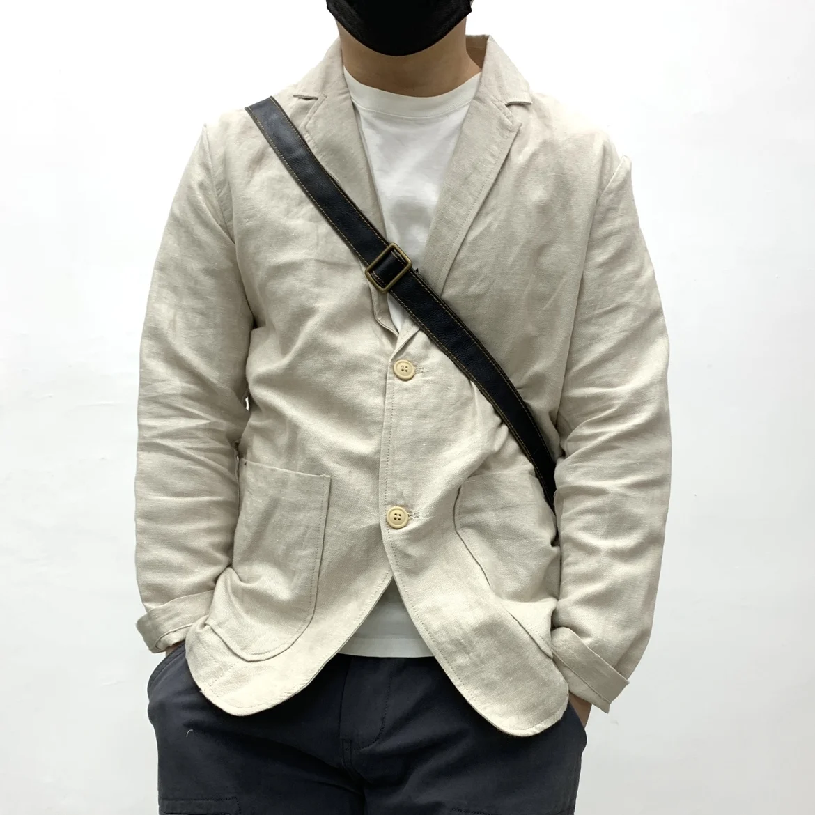 

2025 весенне-осенний новый японский ретро хлопковый и льняной пиджак, мужская модная простая стираная повседневная куртка в ленивом стиле