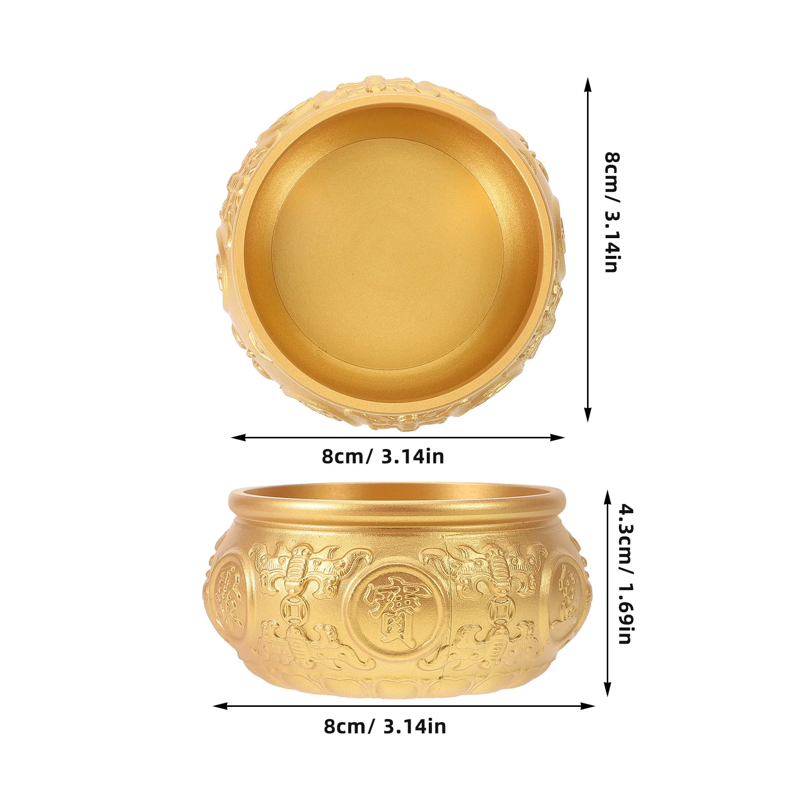 

Copper Treasure Bowl Vintage Desktop Decoration Wealth Basin Home Office Metal Candy Bowl Smooth Easy Clean