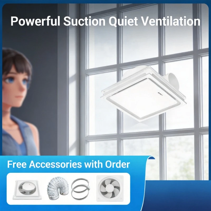 

Integrated Ceiling Whole House Exhaust Fan Powerful Silent Household Ventilator for Kitchen Toilet