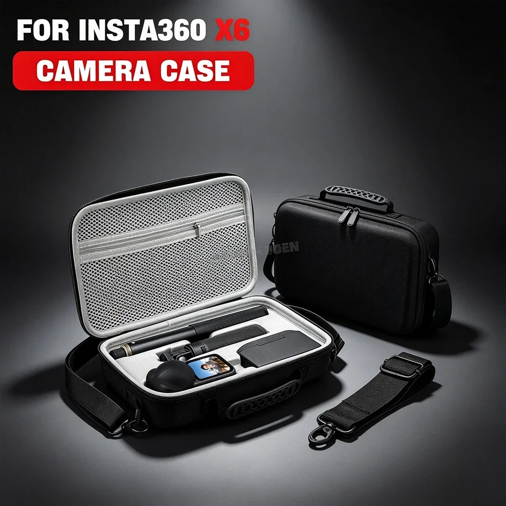 Black for Insta360 X6 Storage Bag Anti-scratch Travel Handbag for Insta360 X6 Carrying Case for Camera Equipment Accessory