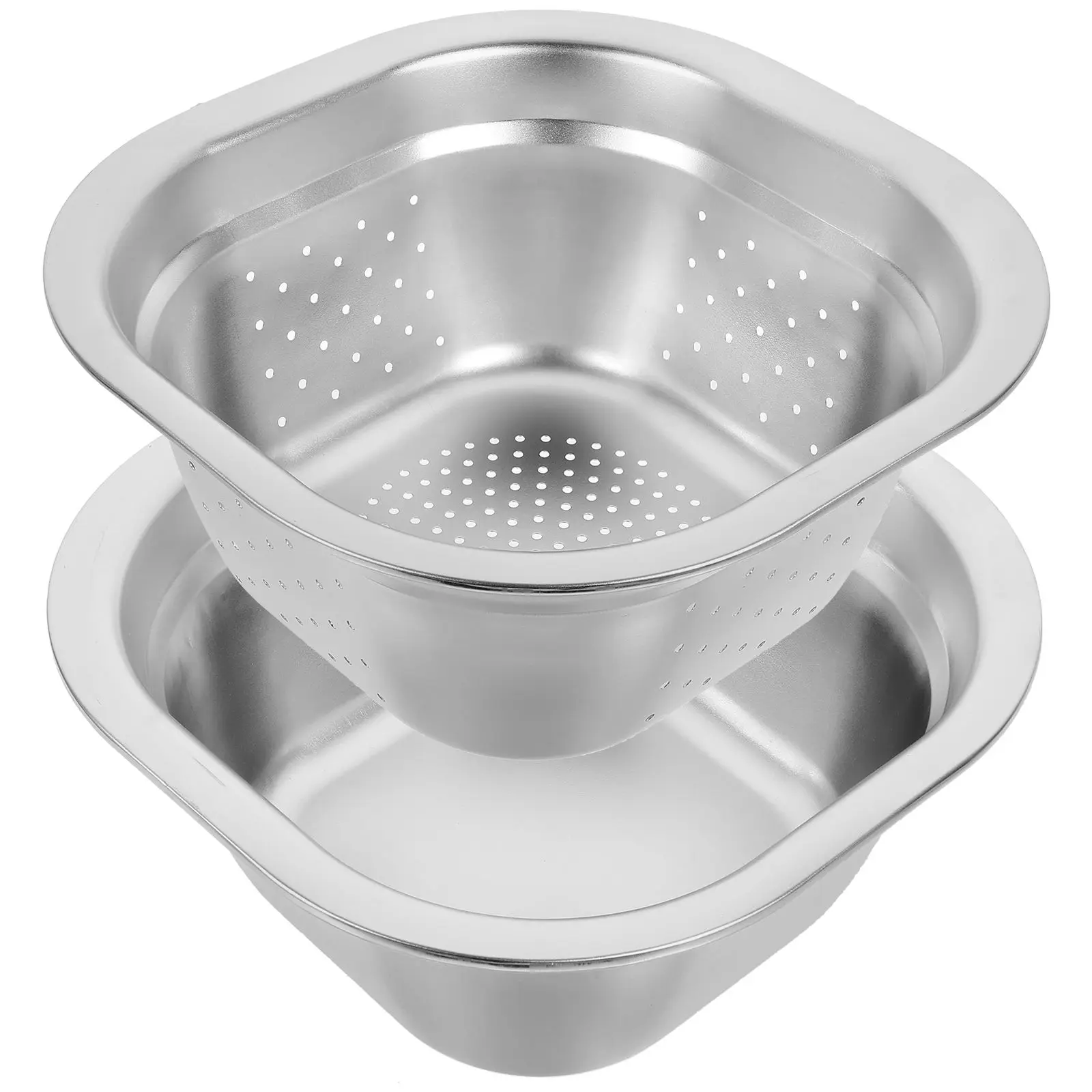 

1 set Stainless Colander 22cm Drain Basket Mesh Strainer Rice Basin Fruits Vegetable Kitchen Stainless Steel Colander Tool
