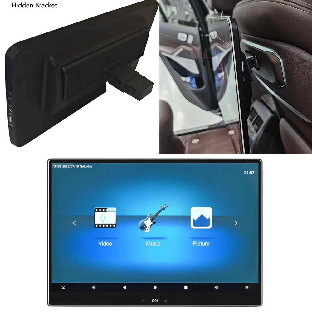 

2026 Latest UI Style TV Rear Seat Screen For BMW X6 4G+64G WiFi Car Headrest Monitor Android 16.0 Bluetooth Mirror Link Wireless