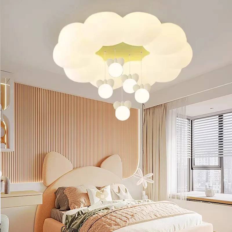 Cream Style Cloud Ceiling Lamps Children's Room Baby Room Lamp Modern Romantic Warm Princess Room Girl Bedroom Ceiling Lights