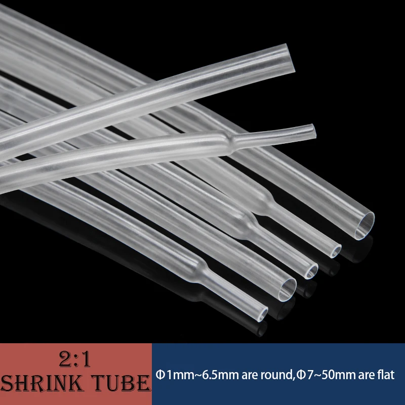 1 Meter 2:1 Clear Heat Shrink Tube Dia 1 2 3 4 5 6 7 8 9 10 12 14 16 20 25 30 40 50 mm Polyolefin Thermal Cable Sleeve Insulated