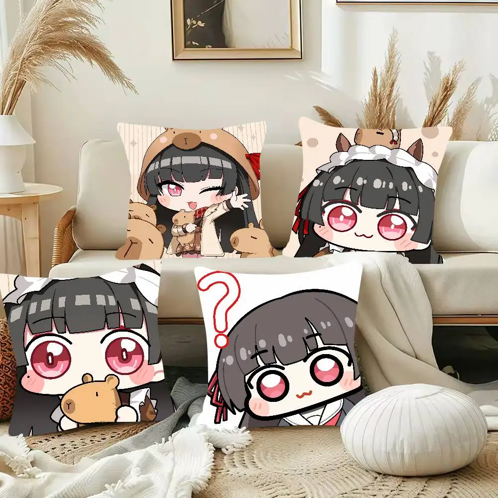 XL Pretty Cute Girl Chisa Wuthering Wave Cushion Cover Decor Home Throw Pillow Covers For Couch Camping Pillow Cover Decorations