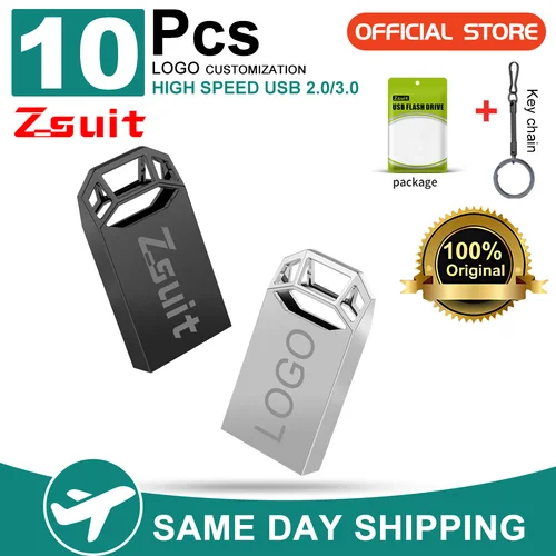 Zsuit 10 unids/lote Metal 2,0/3,0 unidad Flash USB 32GB 16GB 128GB Pen Drive 64GB regalo creativo personalizado memoria Stick 8GB Mini U disco