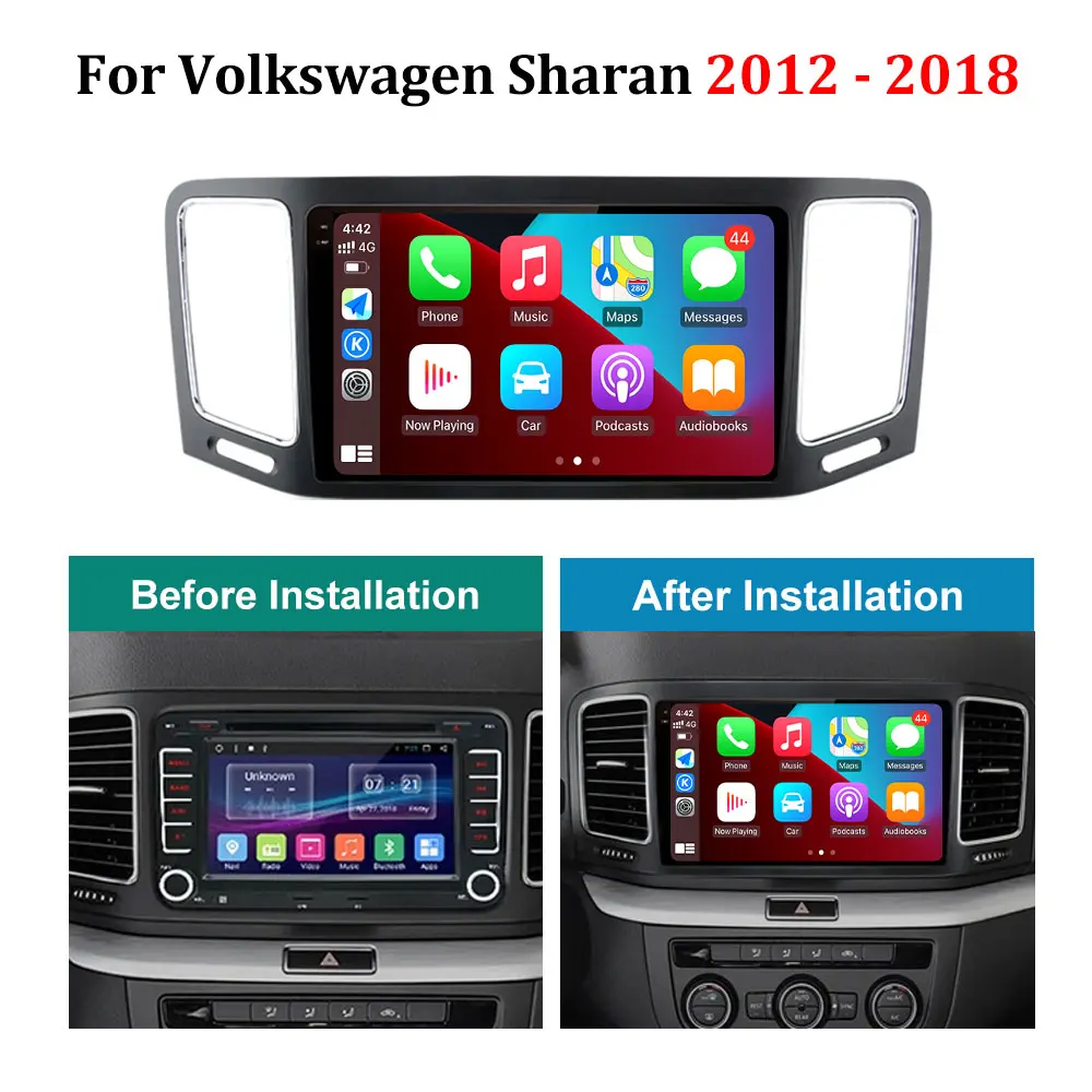 أندرويد أوتو 9 "نظام تحديد المواقع والملاحة لسيارة فولكس فاجن شاران 2012 - 2018 راديو السيارة مشغل وسائط متعددة IPS شاشة تعمل باللمس الصوت DSP ستيريو