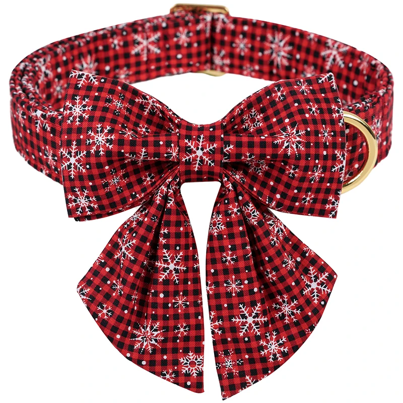 Unique Style Paws Red Christmas Dog Collar, Christmas Dog Collar for Small Medium Large Dog